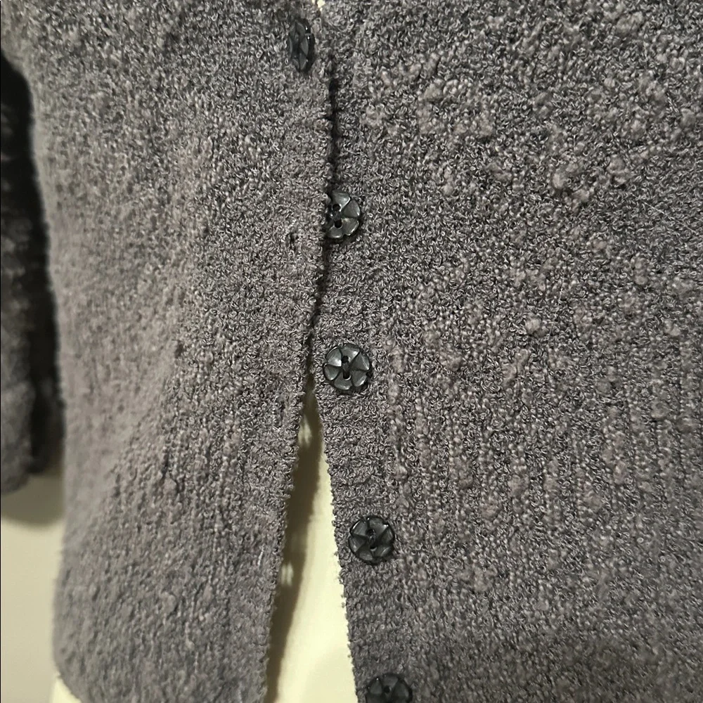 NWT Free People Charcoal Gray Textured V-Neck Button Cardigan small - Picture 2 of 9